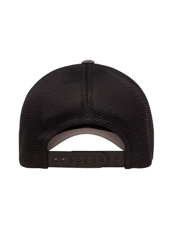 Flexfit - Black and grey two-tone mesh trucker cap with a plastic snapback.