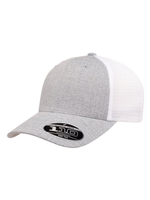 Flexfit - A two-tone mesh cap with a grey front and white mesh back.