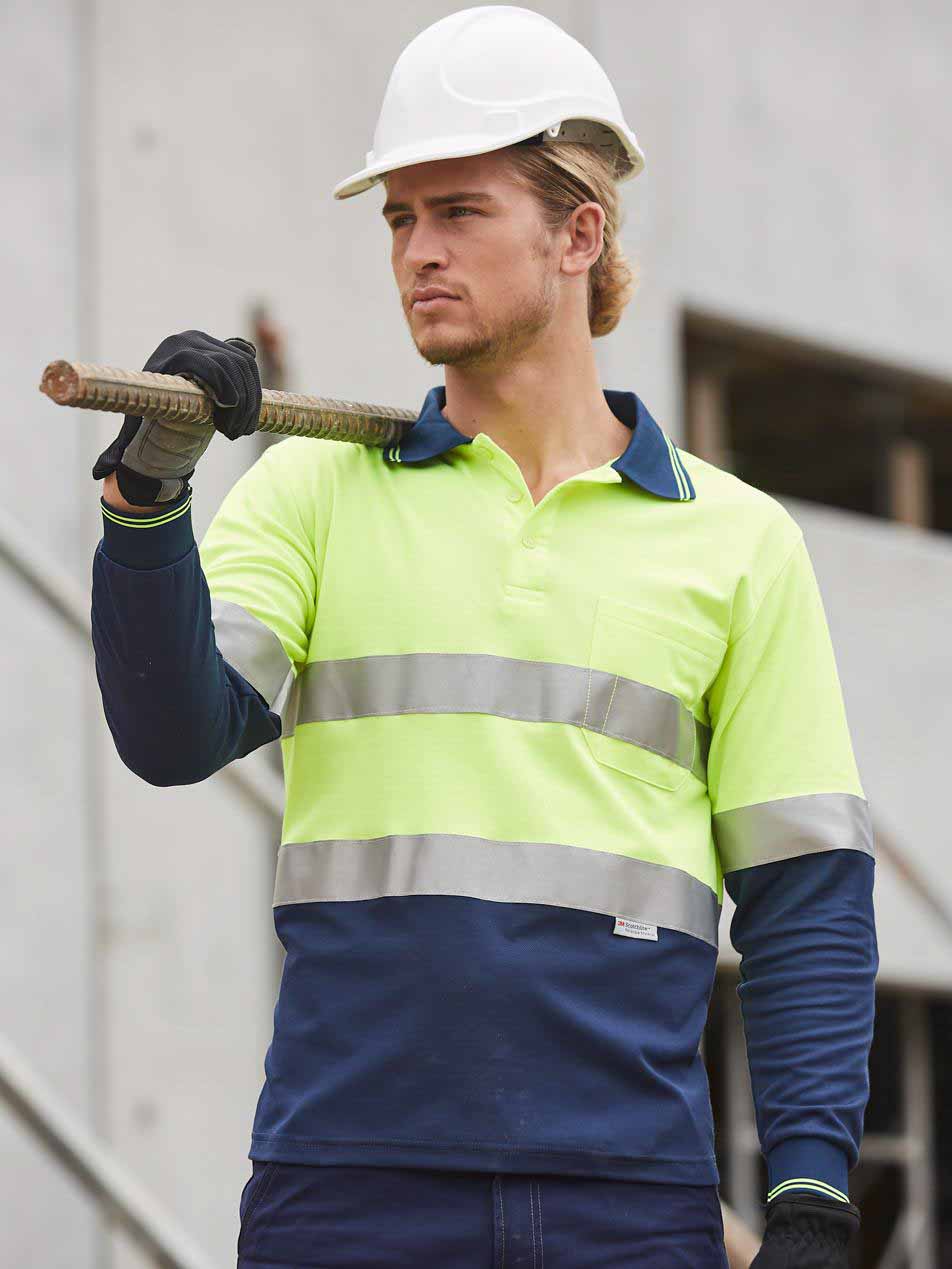 Mens Hi-Vis Long Sleeve Safety Polo
