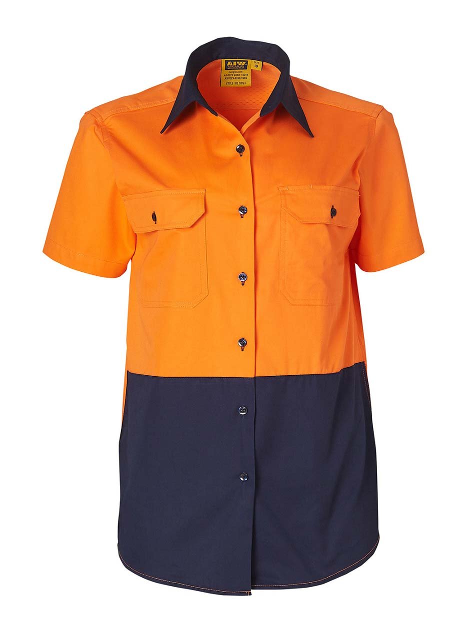 Ladies Hi-Vis Cotton Twill Short Sleeve Shirt
