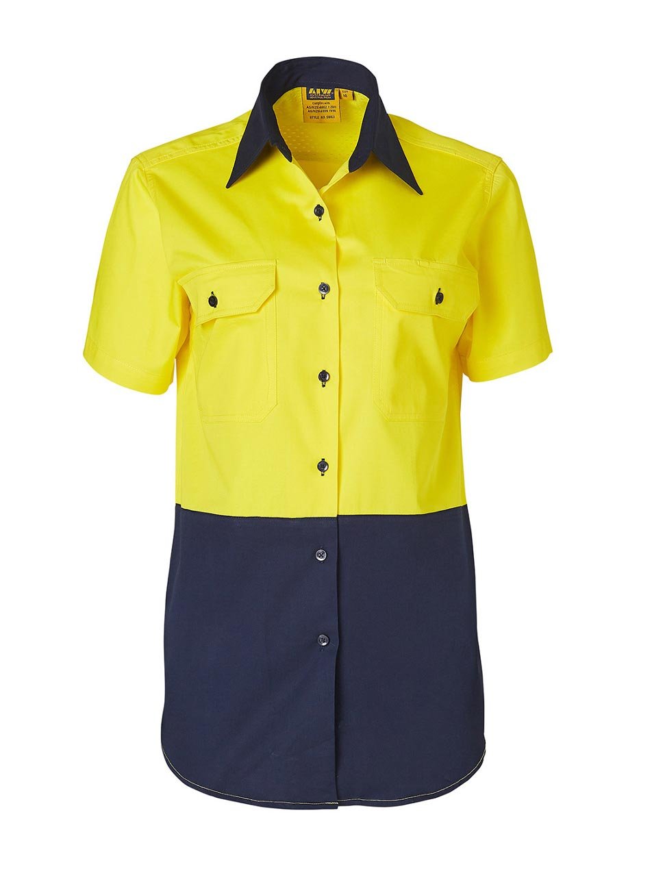 Ladies Hi-Vis Cotton Twill Short Sleeve Shirt