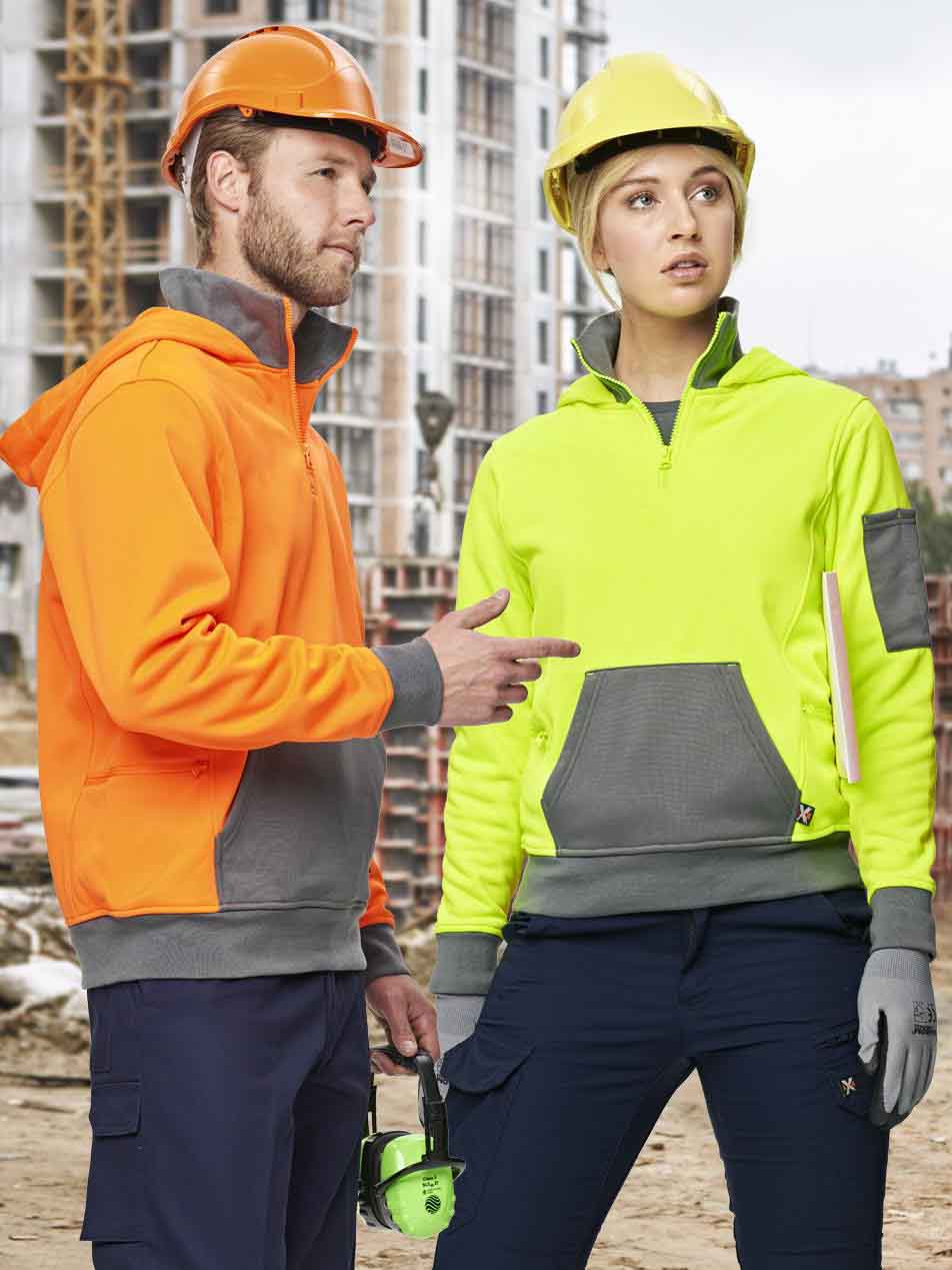 Unisex Hi-Vis 1/4 Zip Premium Fleece Hoodie