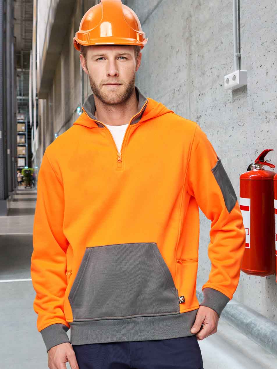Unisex Hi-Vis 1/4 Zip Premium Fleece Hoodie