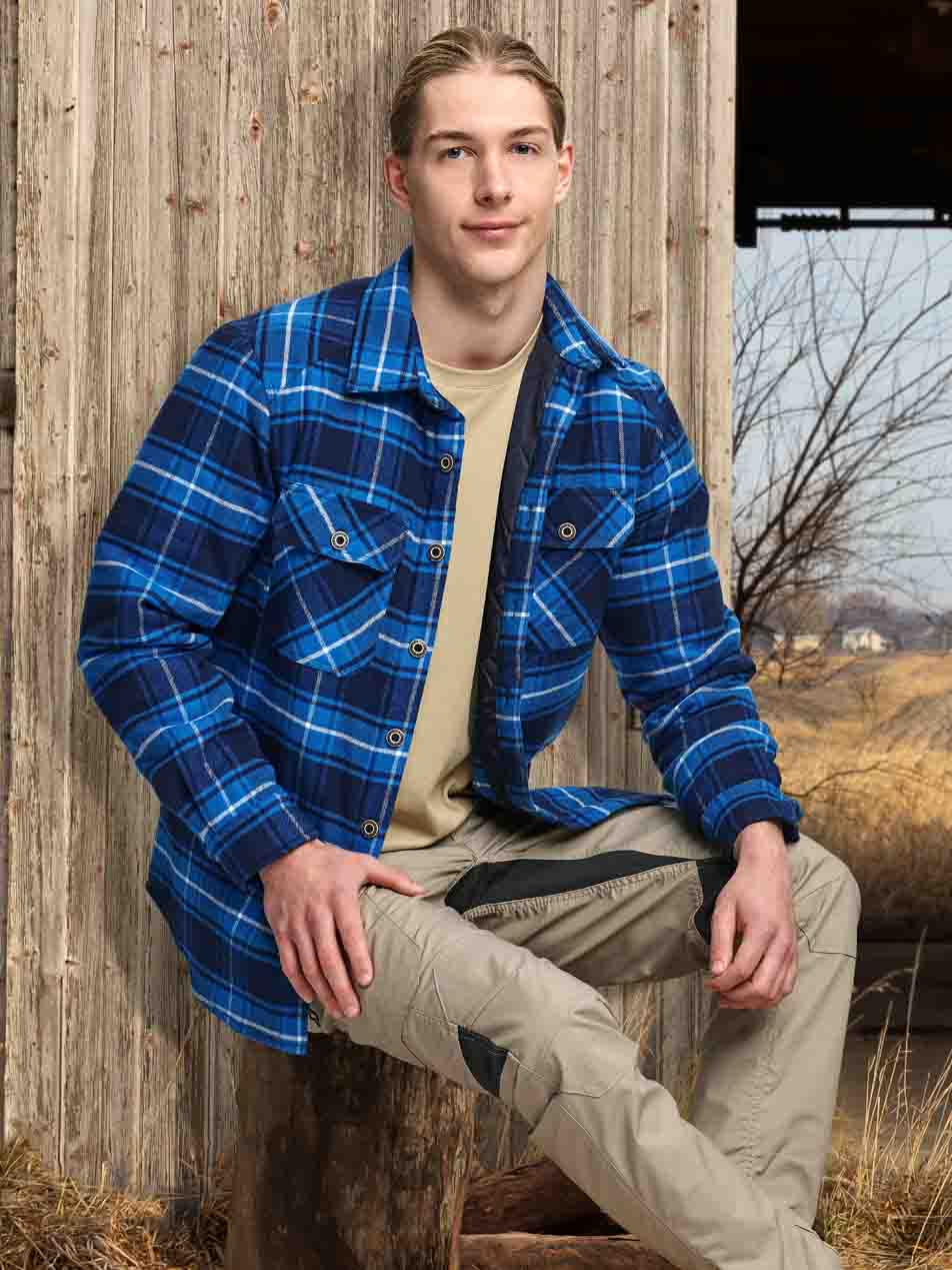 Unisex Quilted Flannel Shirt Style Jacket