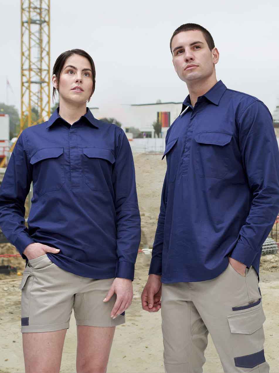 Unisex Cool Breeze Closed Front Long Sleeve Work Shirt