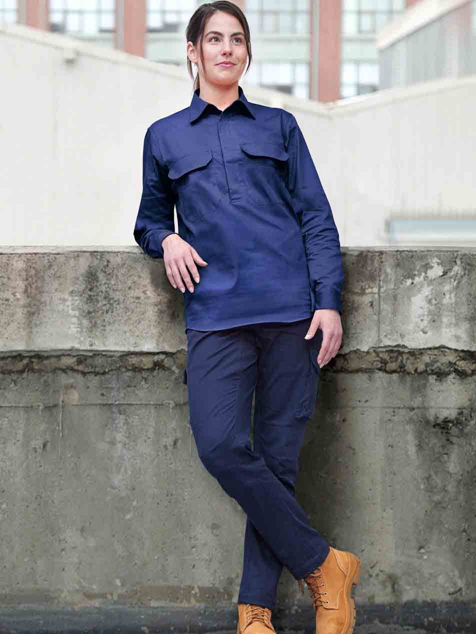 Unisex Cool Breeze Closed Front Long Sleeve Work Shirt