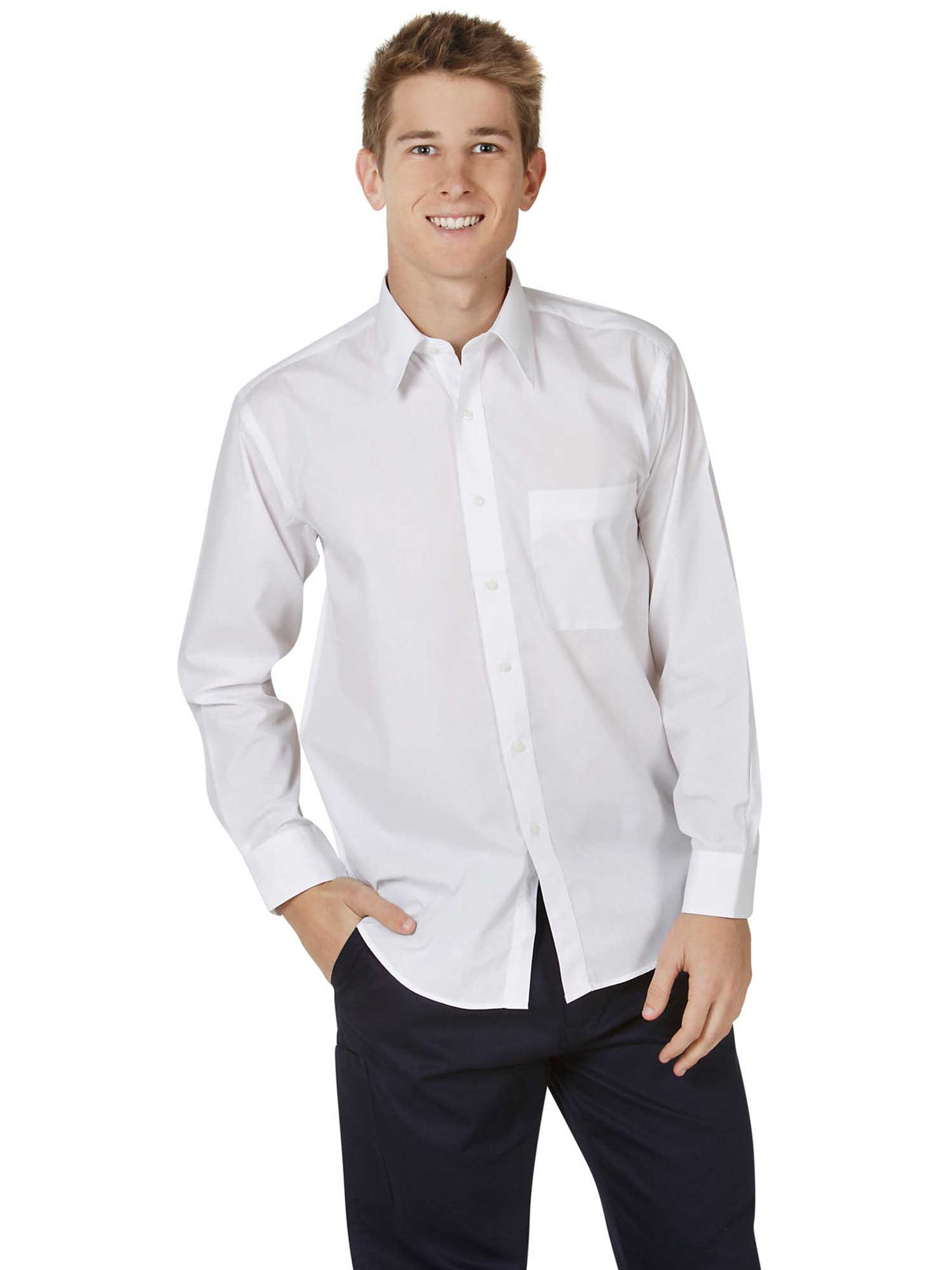 Mens Poplin Business Long Sleeve Shirt