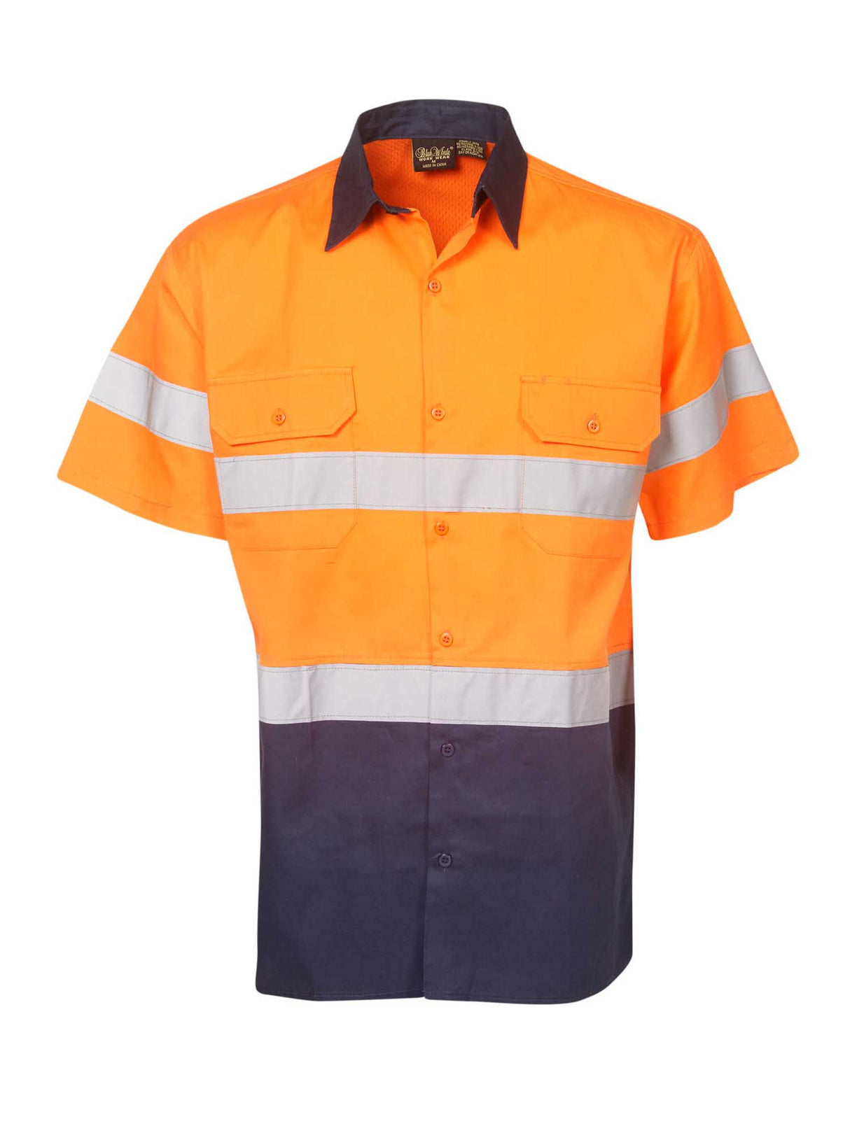 Hi Vis Short Sleeve Two Tone Cotton Twill Shirt With Taping