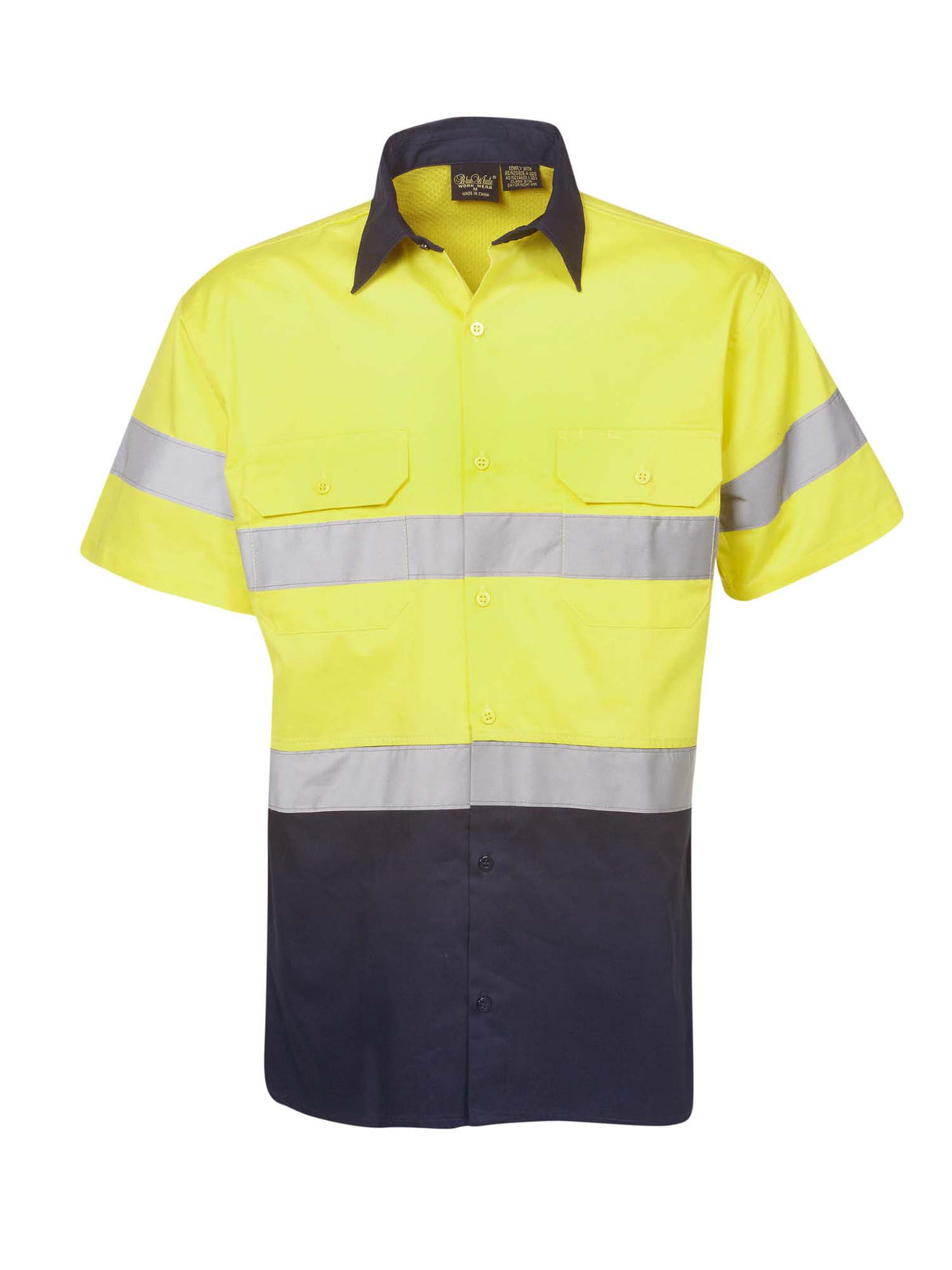 Hi Vis Short Sleeve Two Tone Cotton Twill Shirt With Taping