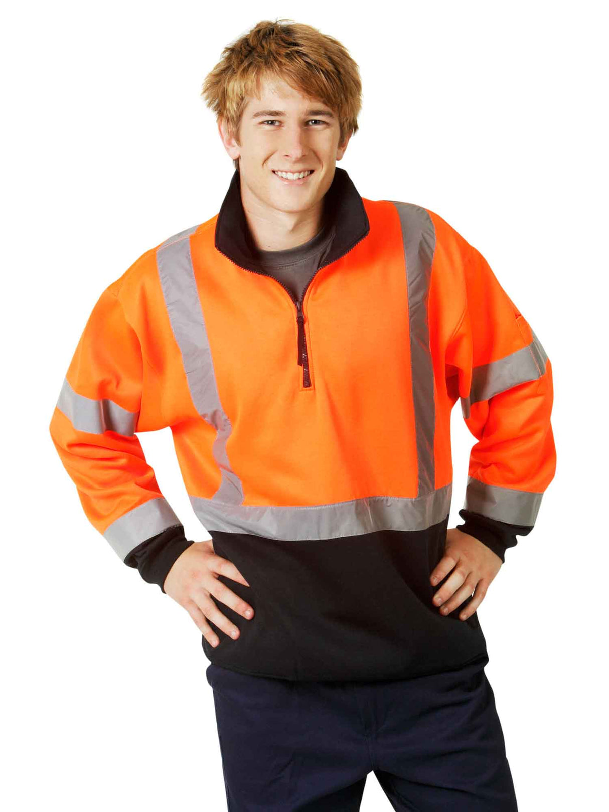 Hi Vis 'X' Back Day/Night Fleecy 1/2 Zip Jumper