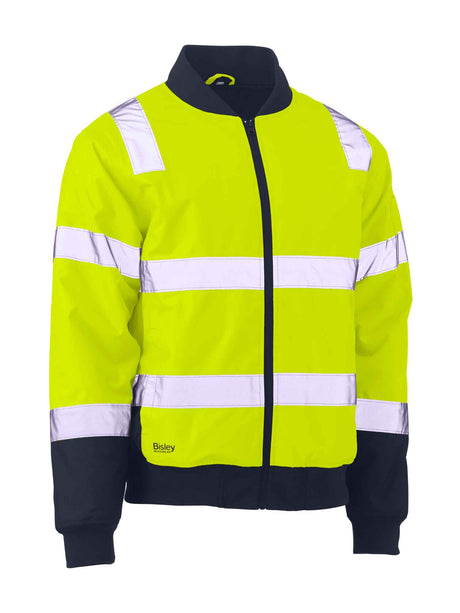 Mens Two Tone Hi Vis Bomber Jacket with Padded Lining