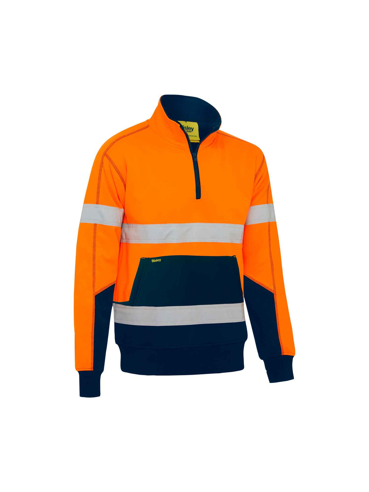 Mens Taped Hi Vis 1/4 Zip Fleece Pullover with Sherpa Lining