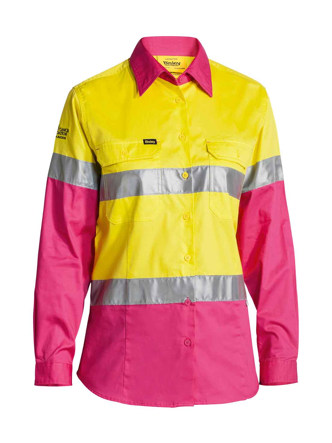 Ladies Long Sleeve Taped Hi Vis Cool Lightweight Drill Shirt