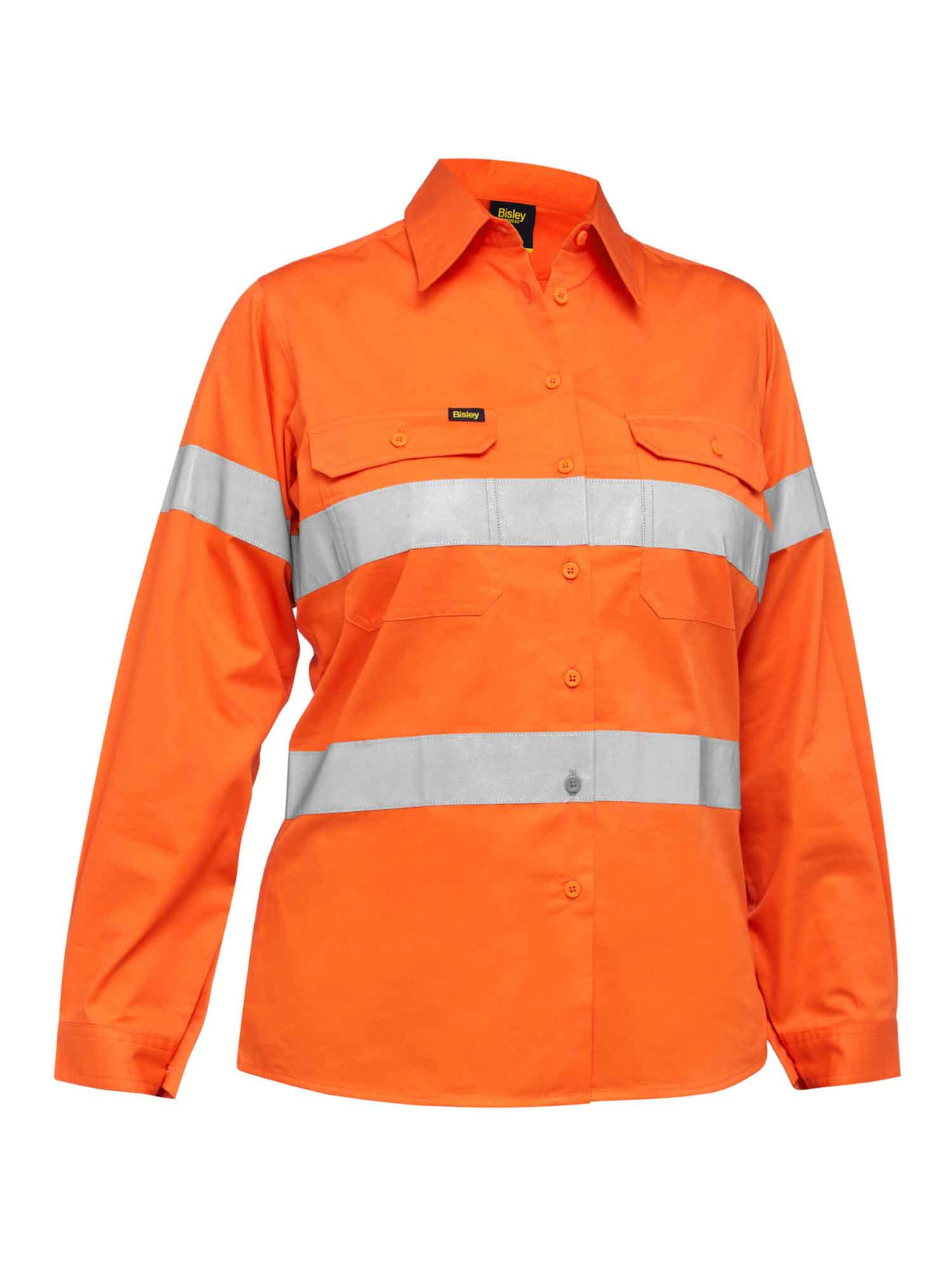 Ladies Long Sleeve Taped Hi Vis Cool Lightweight Drill Shirt