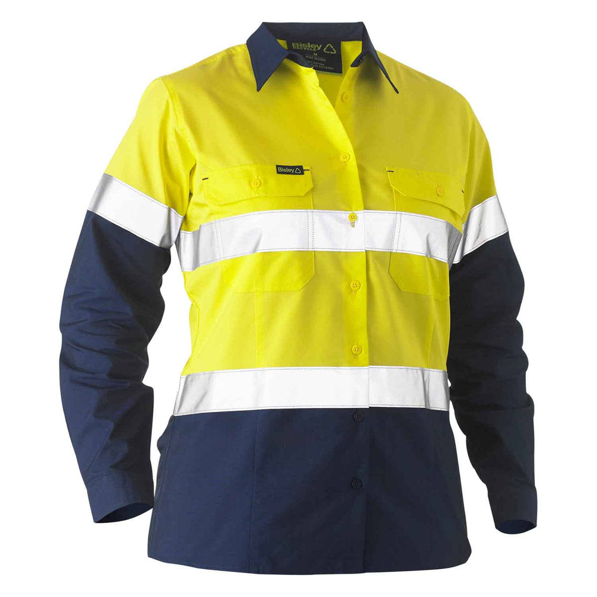 Bisley Recycle Taped Two Tone Hi Vis Drill Shirt main image 1