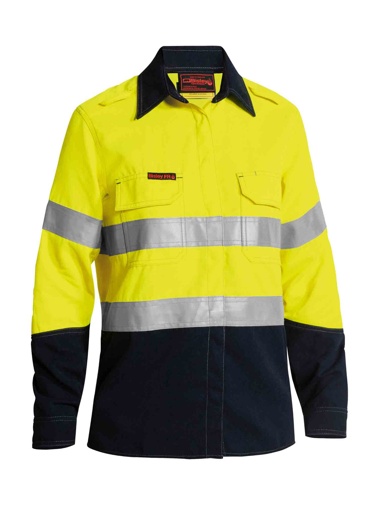 Ladies Long Sleeve Tencate Tecasfe Plus 700 Taped Hi Vis FR Vented Contrast Shirt