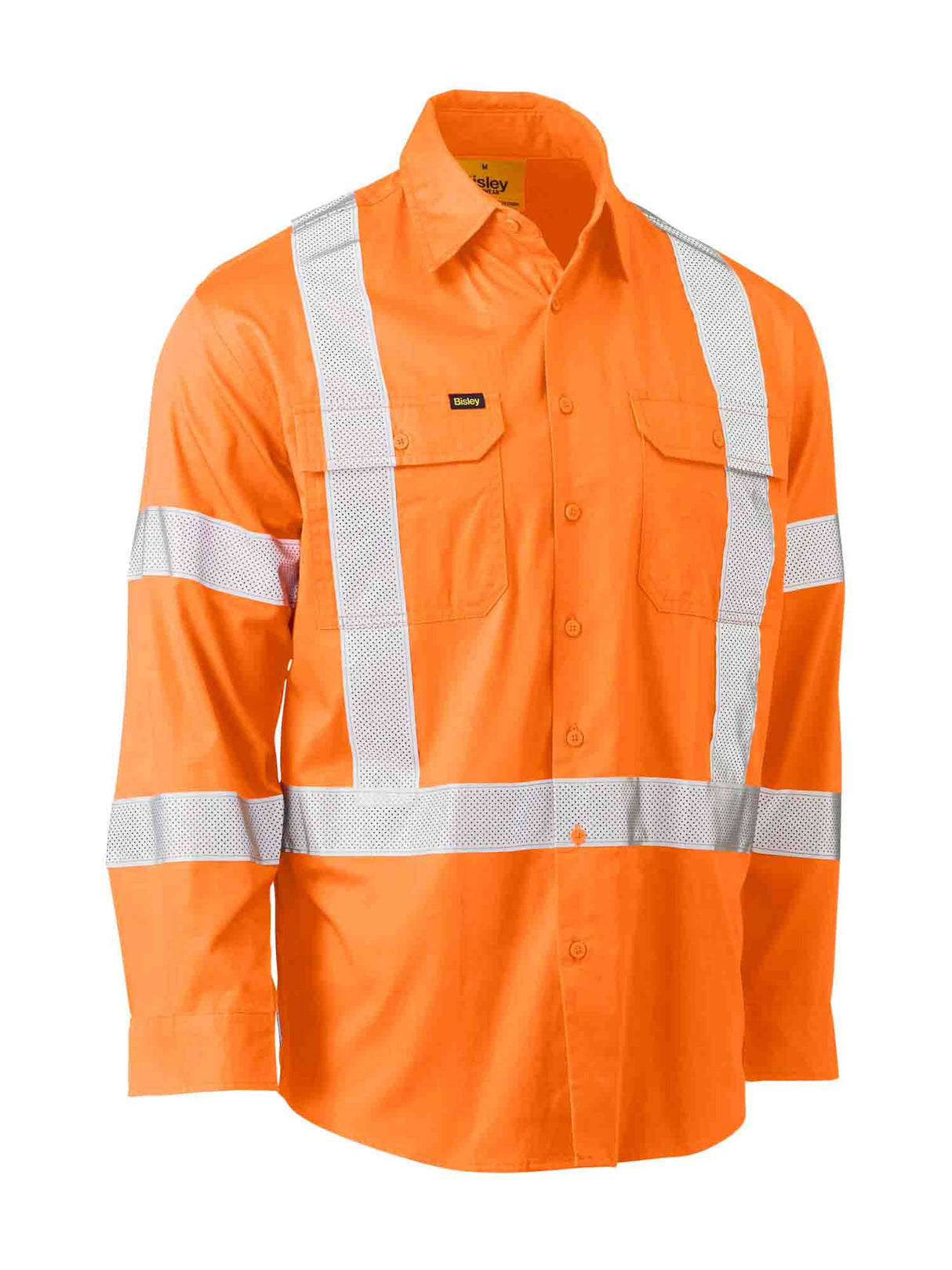 Mens Long Sleeve X Taped Biomotion Hi Vis Cool Lightweight Drill Shirt