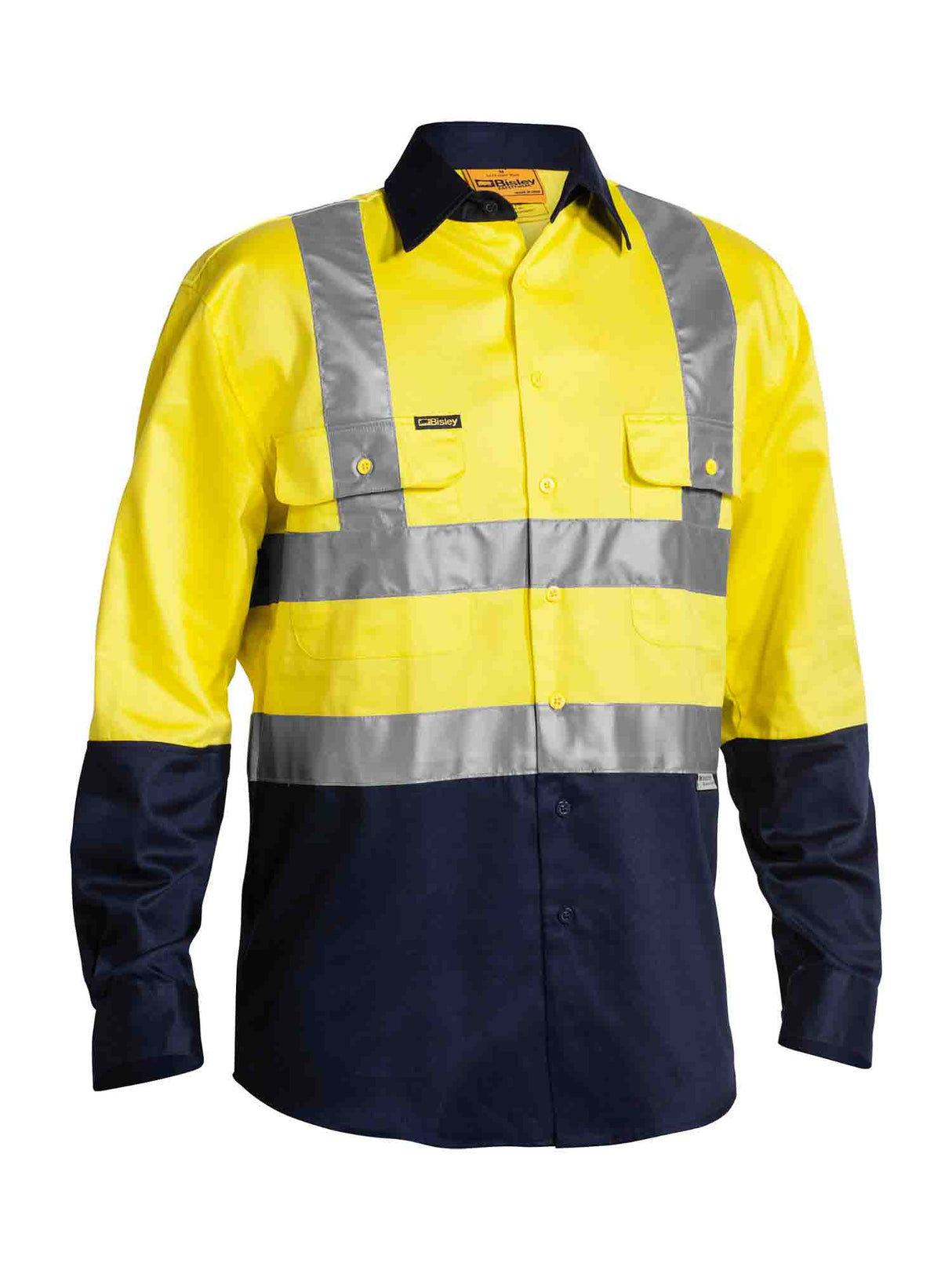Mens Long Sleeve Taped H Pattern Hi Vis Drill Contrast Shirt