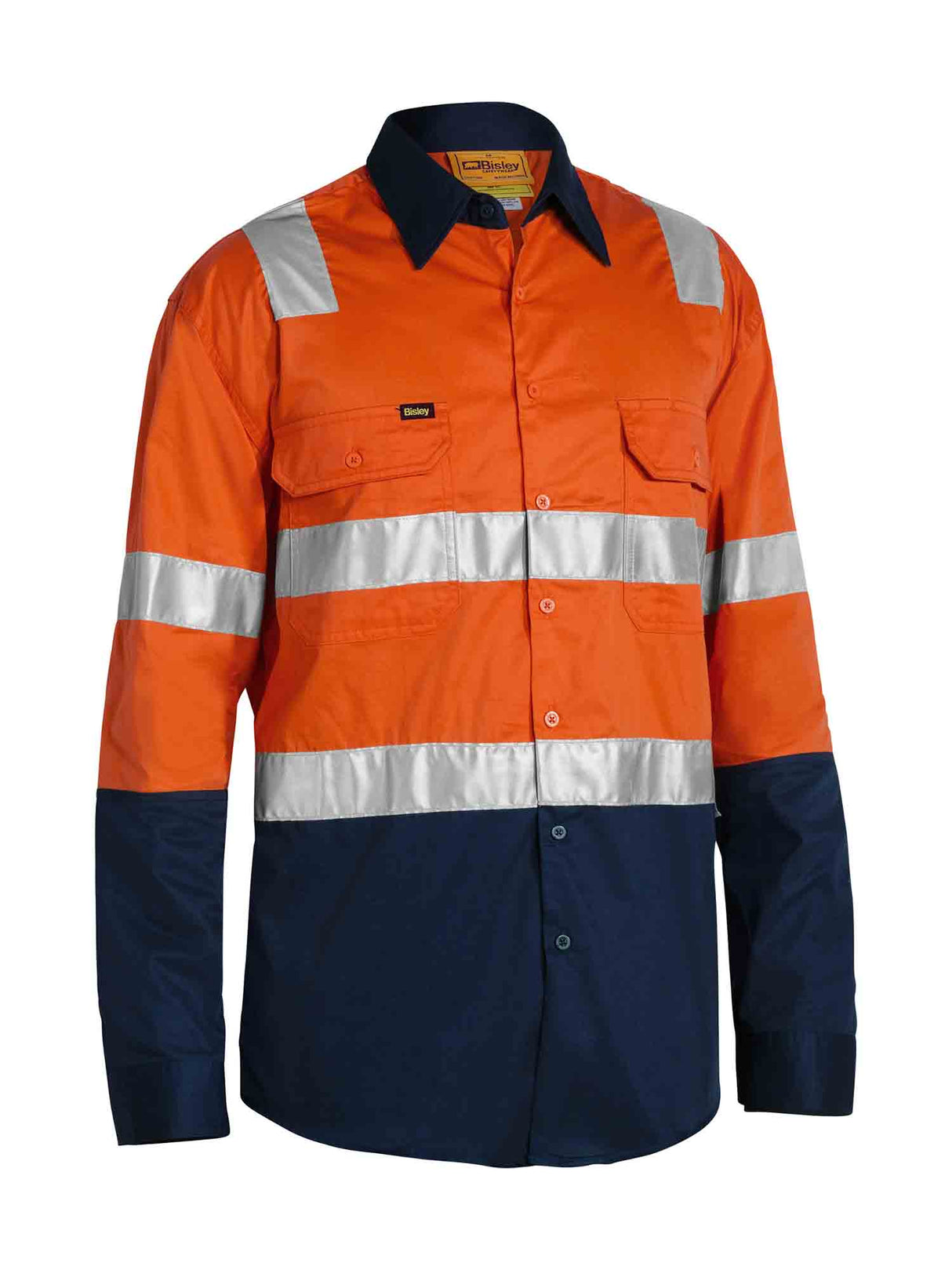 Mens Long Sleeve Taped Hi Vis Cool Lightweight Shirt With Shoulder Tape