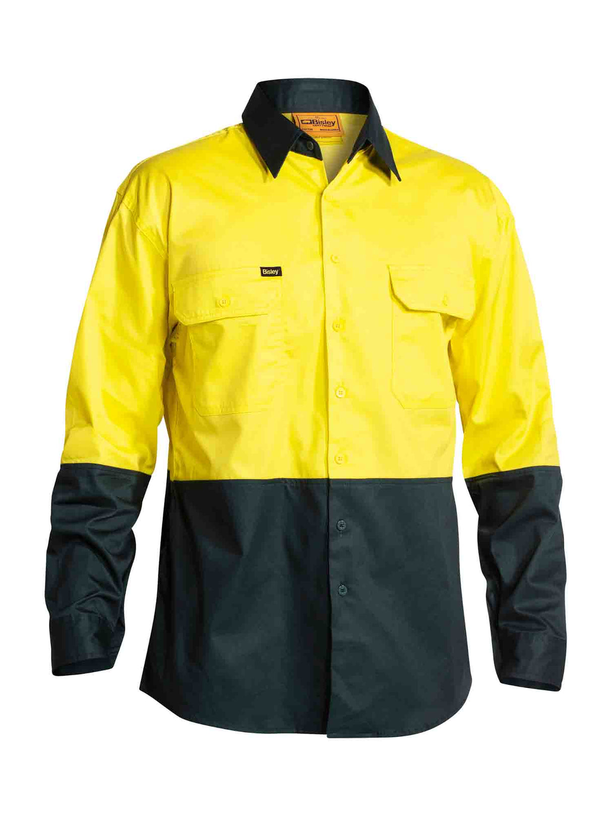 Mens Long Sleeve Hi Vis Cool Lightweight Drill Contrast Shirt