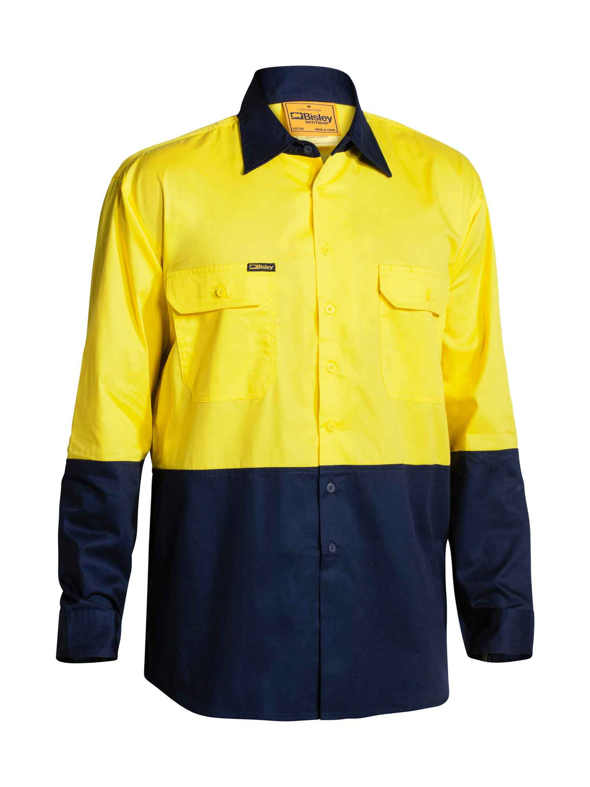Mens Long Sleeve Hi Vis Cool Lightweight Drill Contrast Shirt
