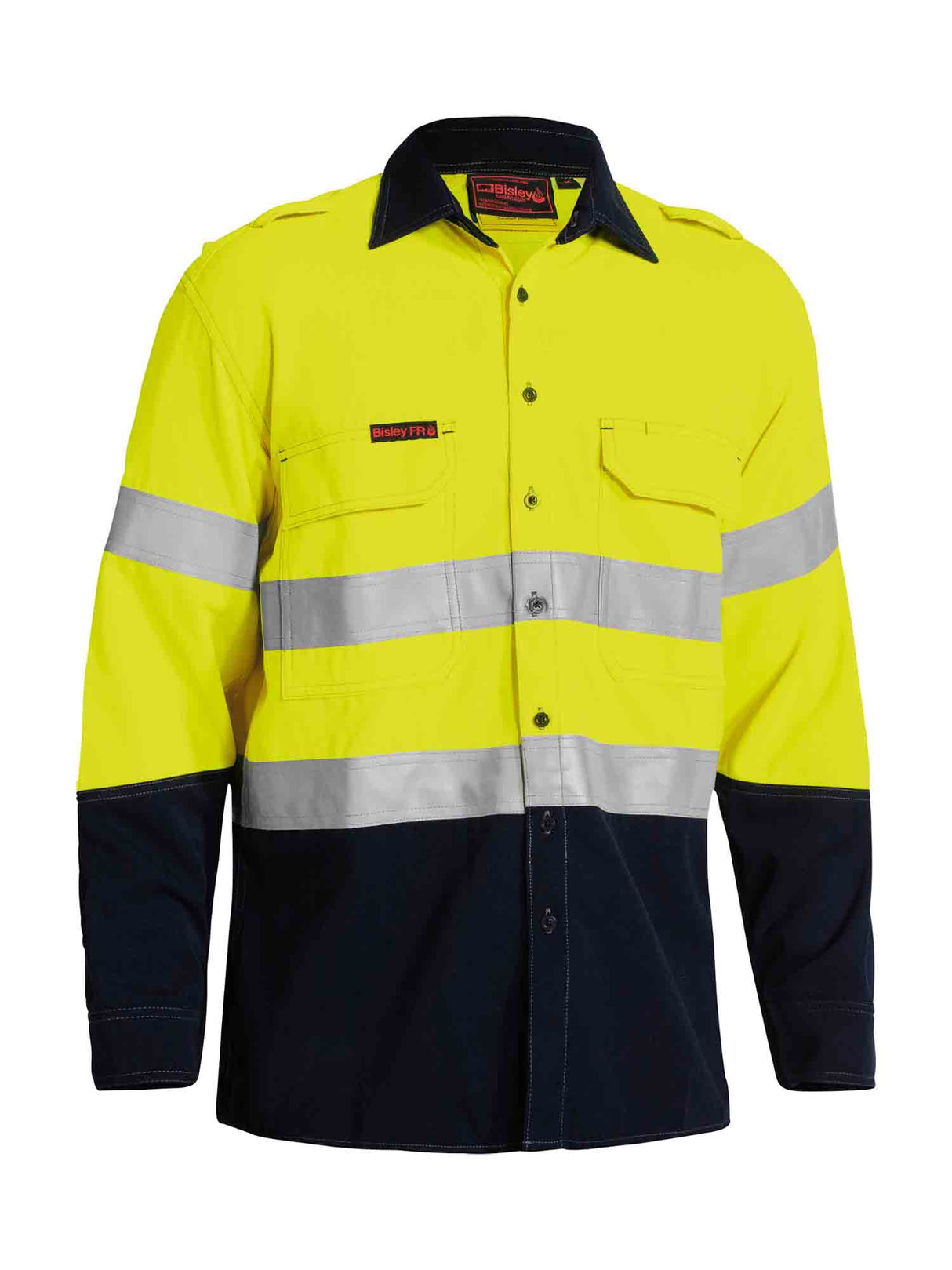 Mens Long Sleeve Tencate Tecasfe Plus 700 Taped Hi Vis FR Vented Contrast Shirt