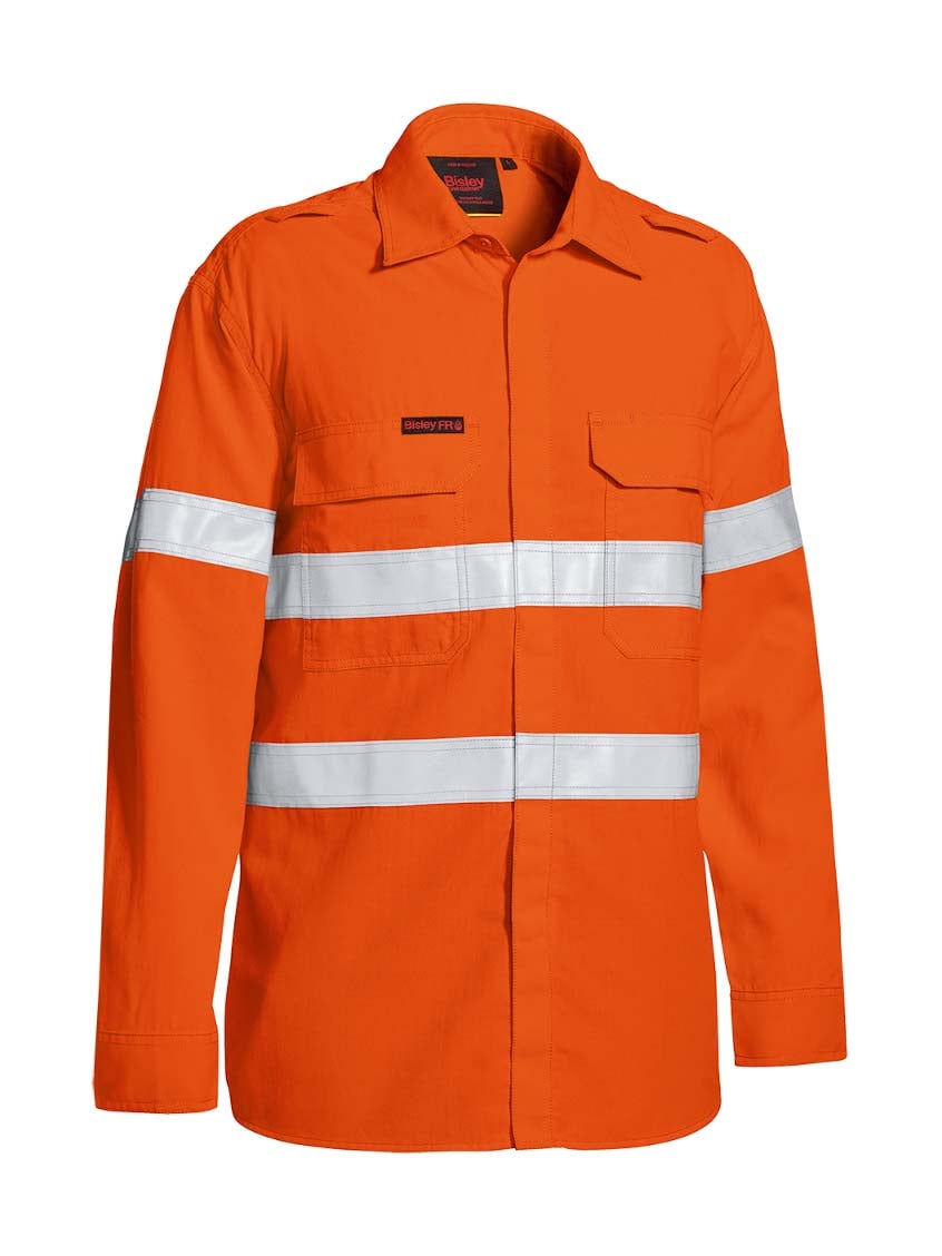 Mens Long Sleeve Tencate Tecasfe Plus 480 Taped Hi Vis Lightweight FR Vented Shirt