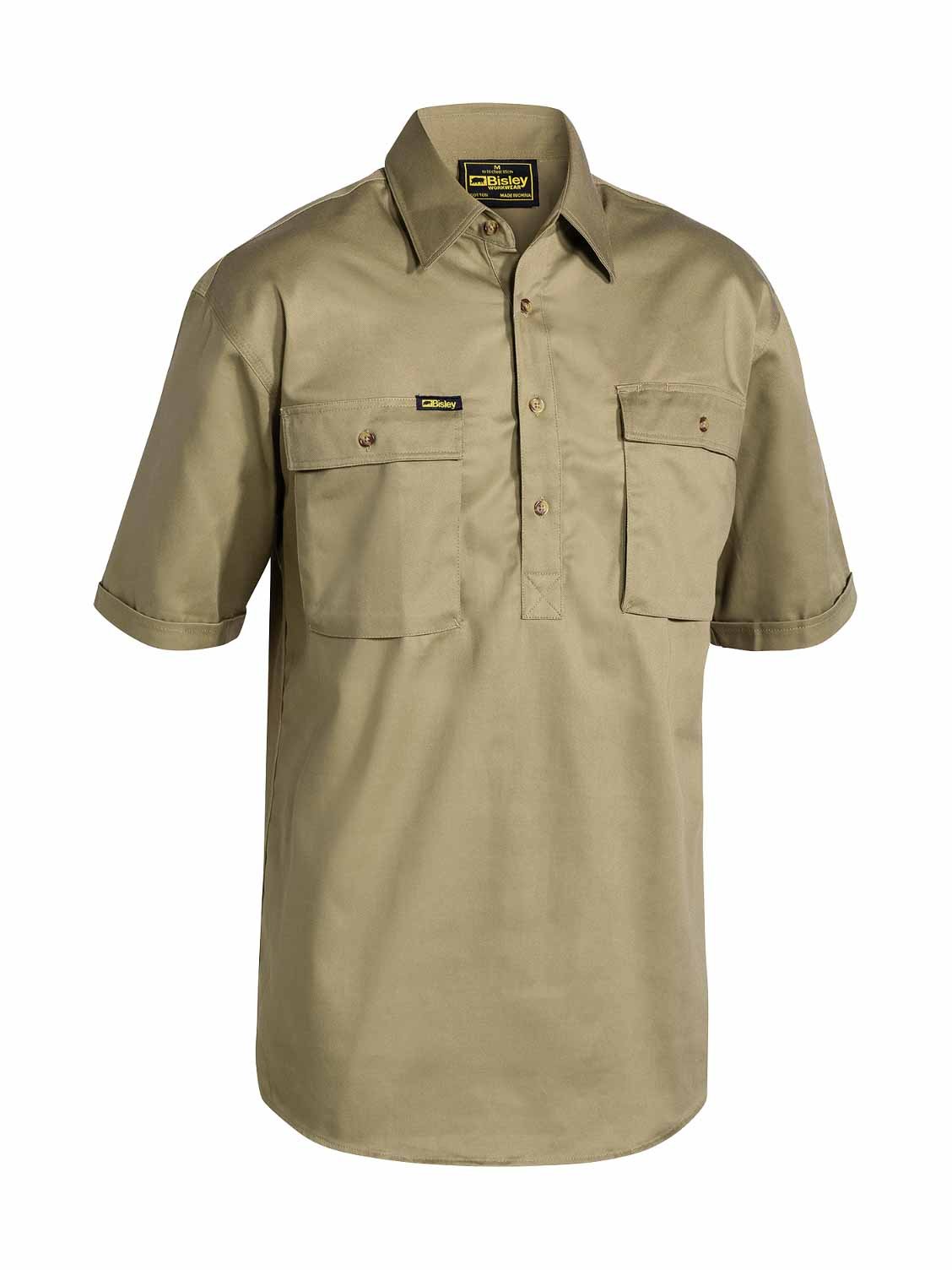 Mens Closed Front Cotton Drill Shirt