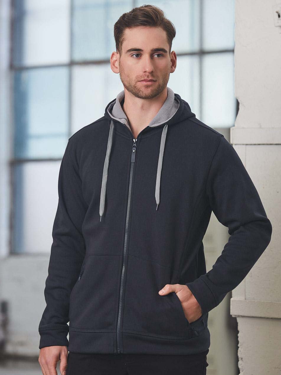 Mens Full Zip Contrast Fleece Hoodie