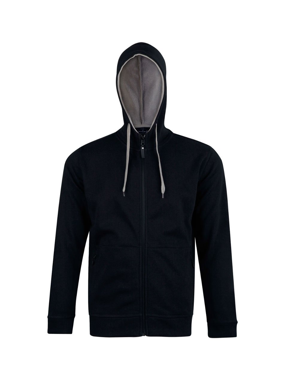Mens Full Zip Contrast Fleece Hoodie