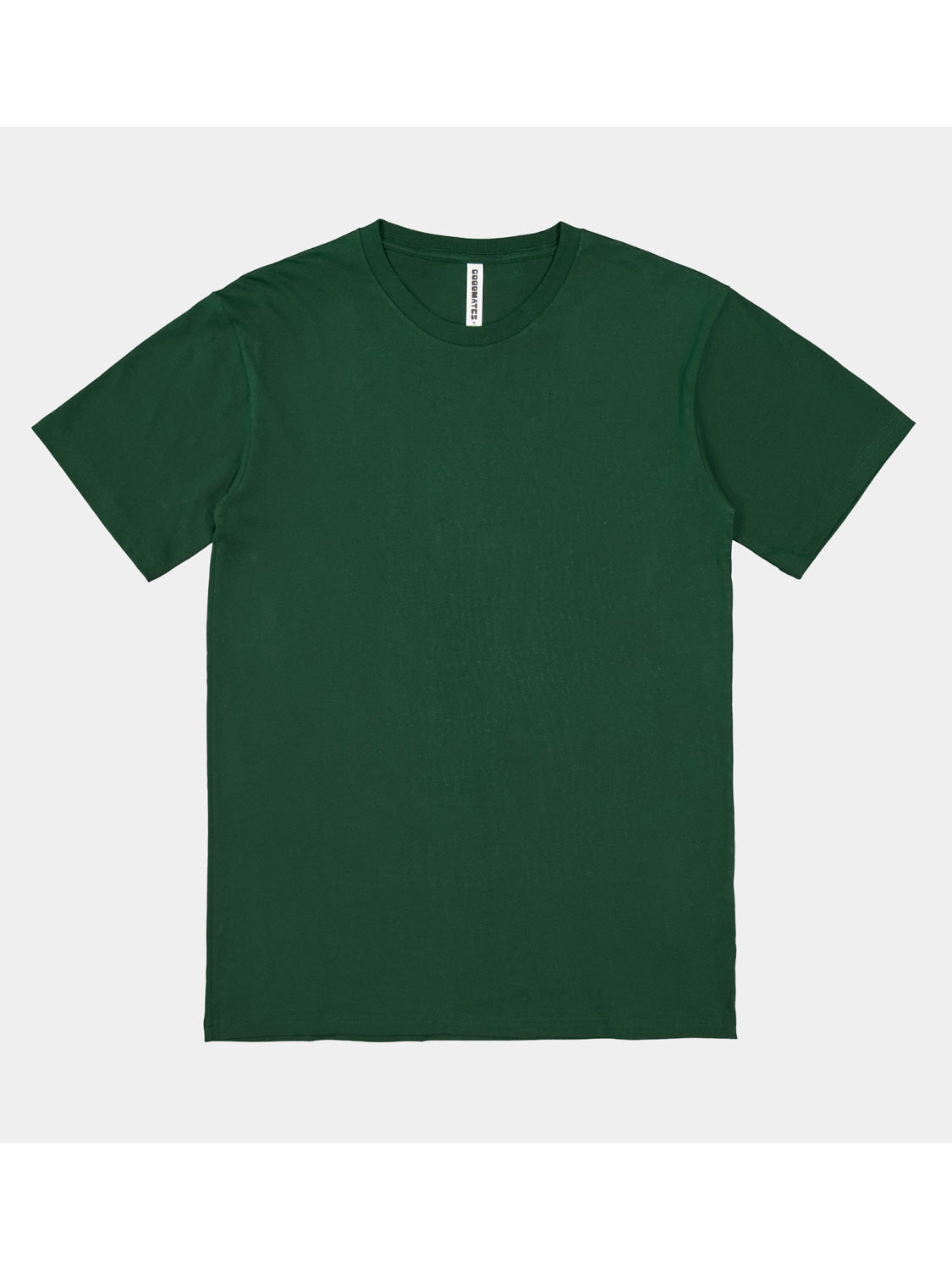A dark green, short-sleeve cotton t-shirt with a ribbed crew neckline and a classic fit.