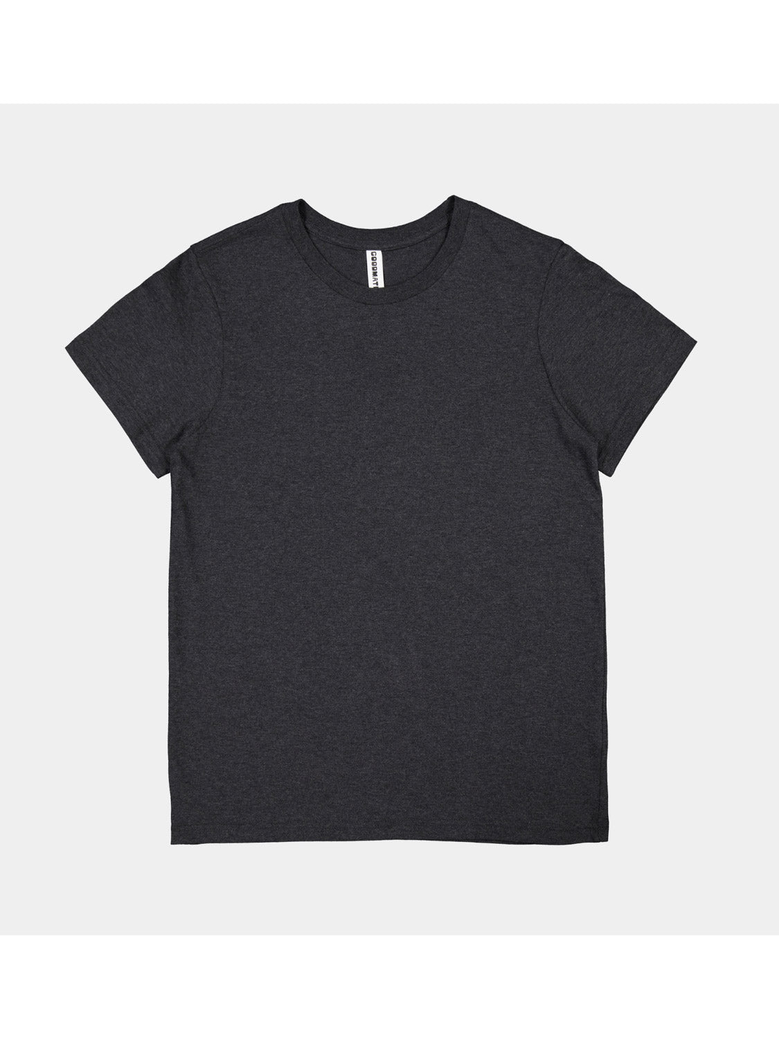 Womens Basis Short Sleeve Tee in charcoal grey with a ribbed crew neckline and classic fit.