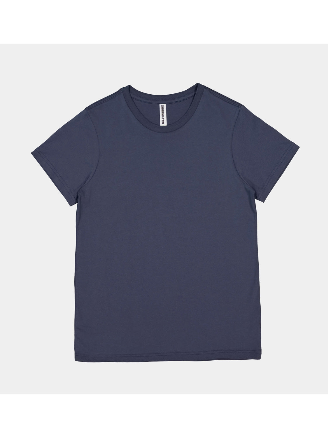 Womens Basis Short Sleeve Tee in a solid navy blue color with a ribbed crew neckline.
