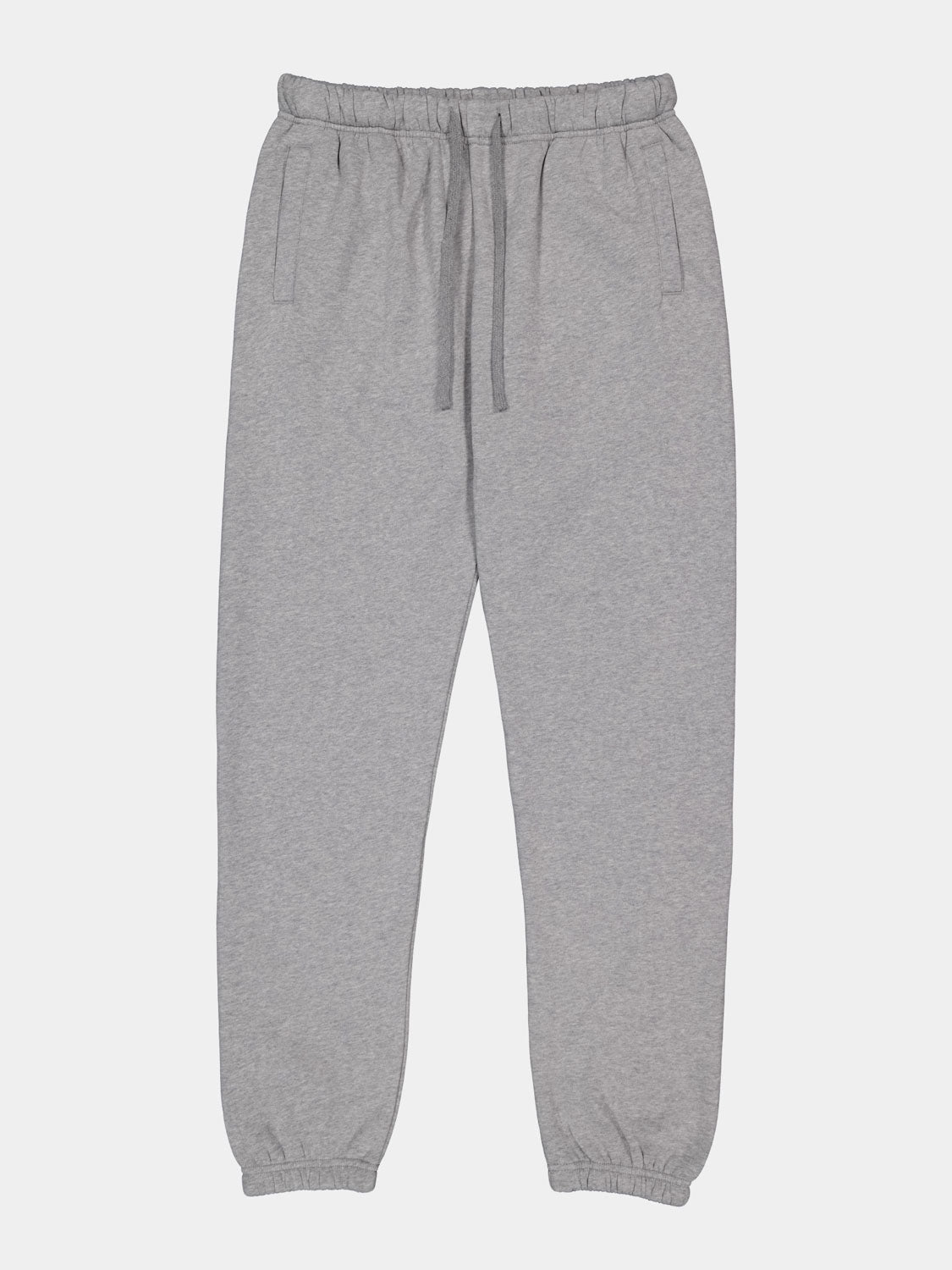 Womens Basis Track Pant in heather grey with an elastic drawstring waist and cuffed ankles.