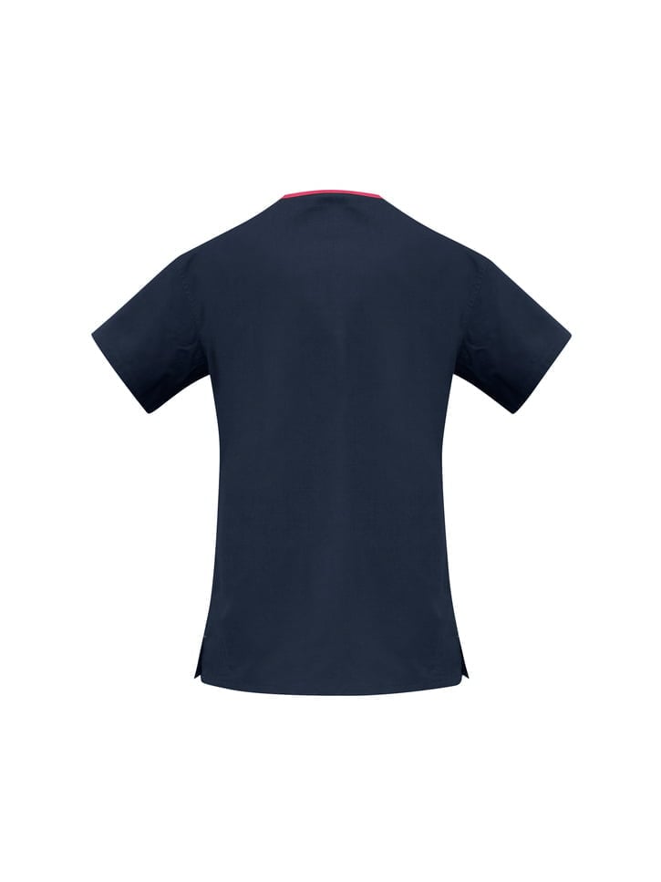 Ladies Contrast Crossover Scrubs Top