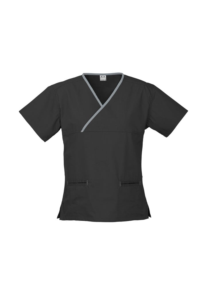 Ladies Contrast Crossover Scrubs Top