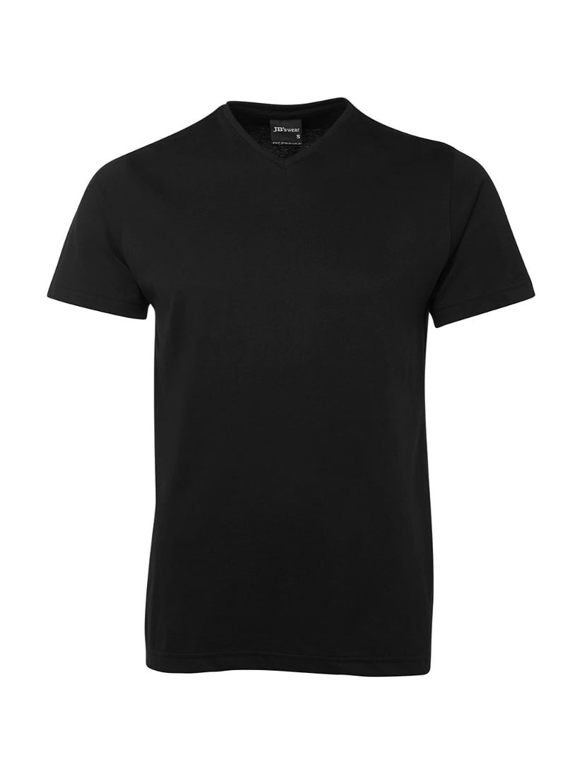 JB's Wear - Black V-neck t-shirt with a size tag.