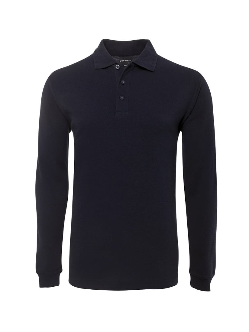JB's Wear - Navy blue long sleeve polo shirt with a three-button placket.