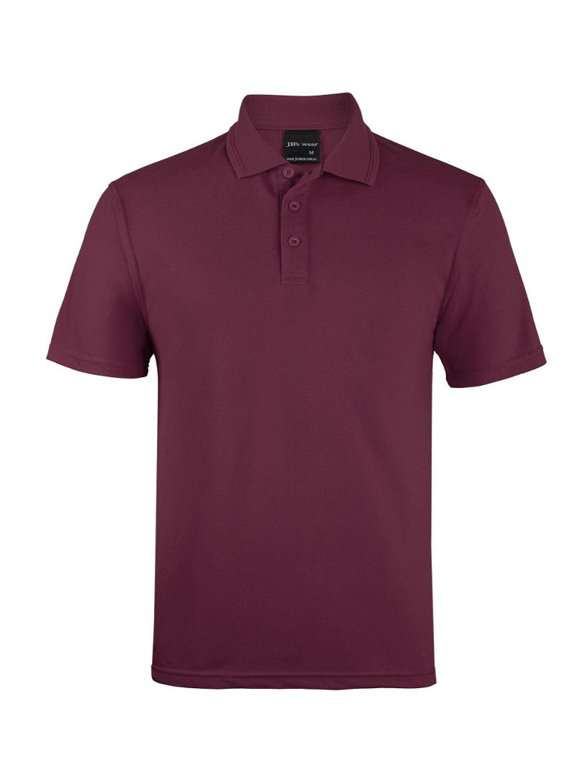 JB's Wear - Maroon short-sleeve polo shirt with a three-button placket and a knitted collar.