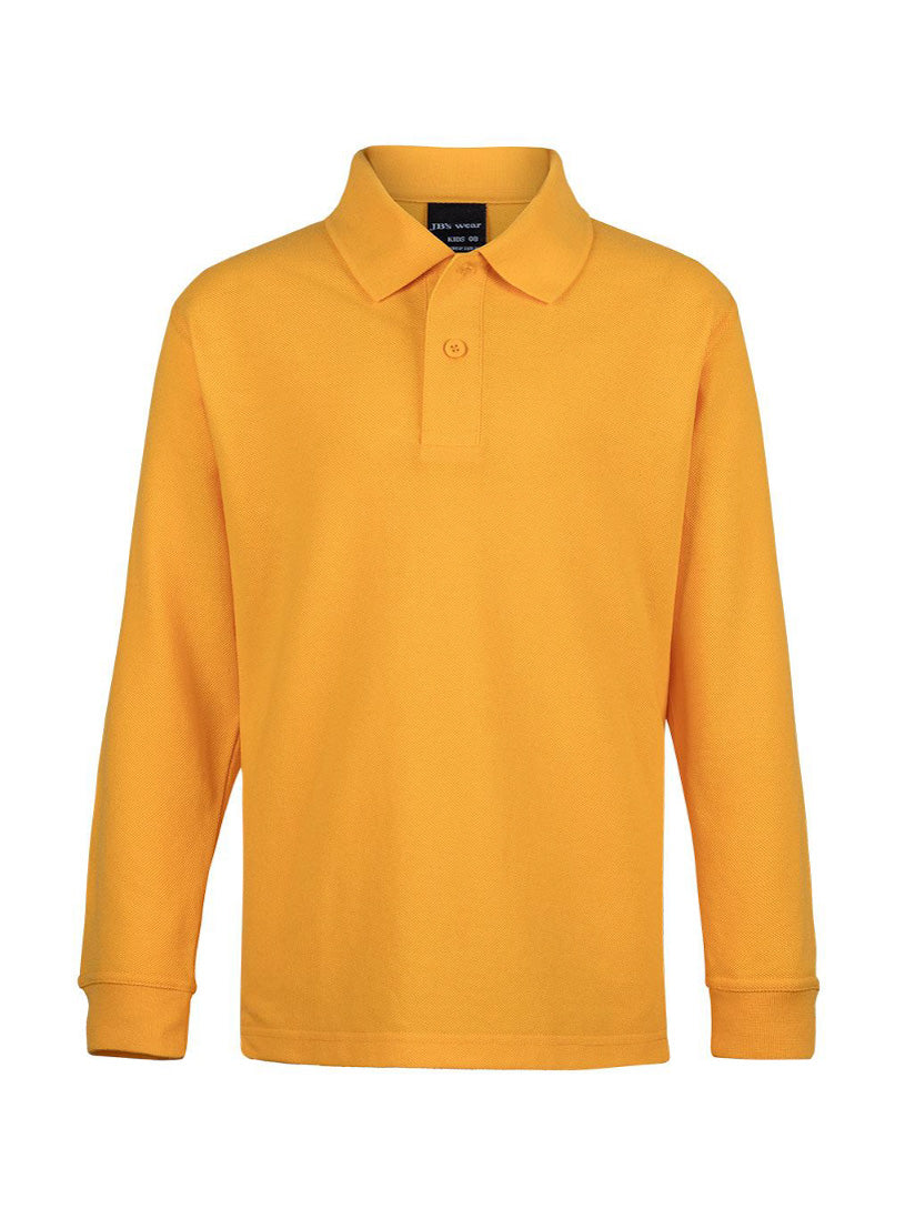 JB's Wear - Kids long sleeve yellow polo shirt with a two-button placket.