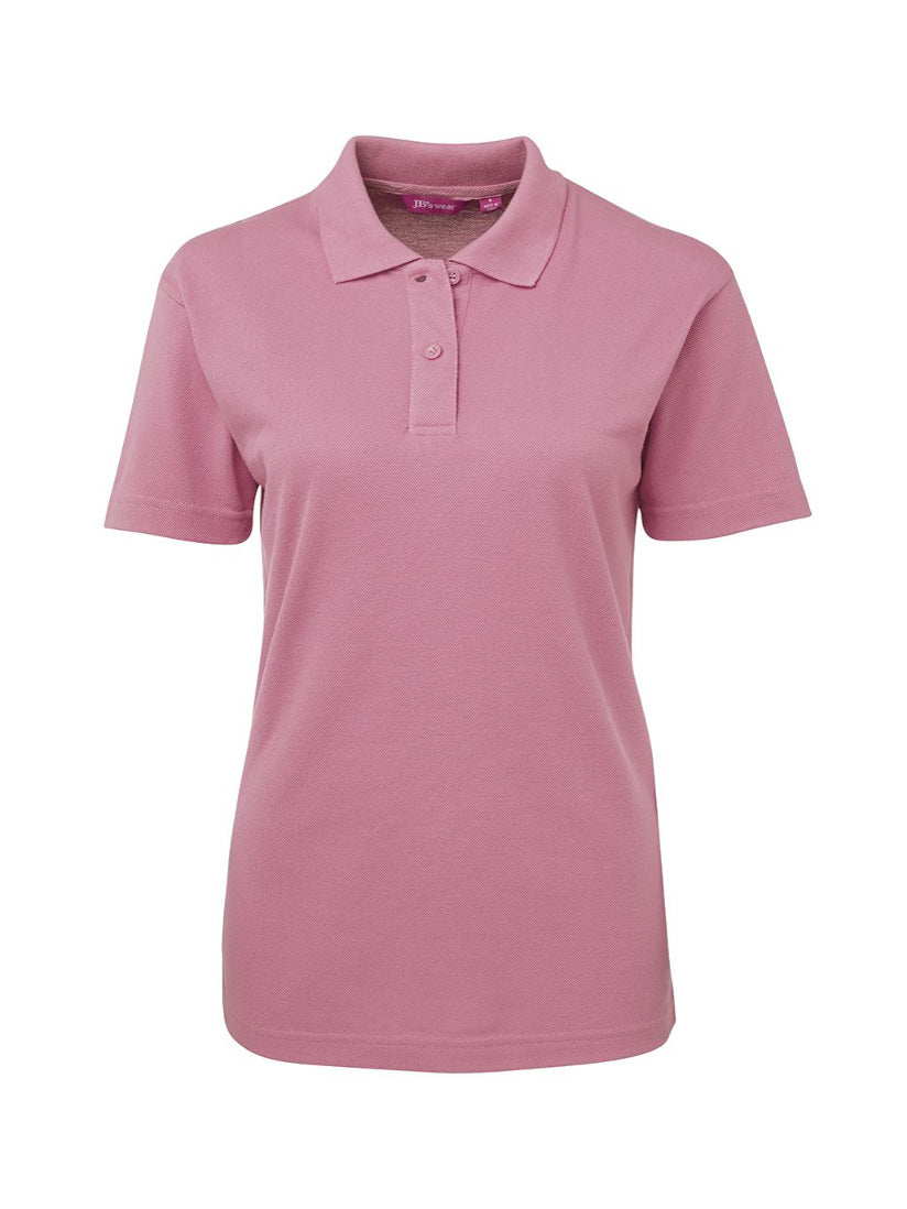 JB's Wear - Ladies pink short-sleeved polo shirt with a collar and two buttons.