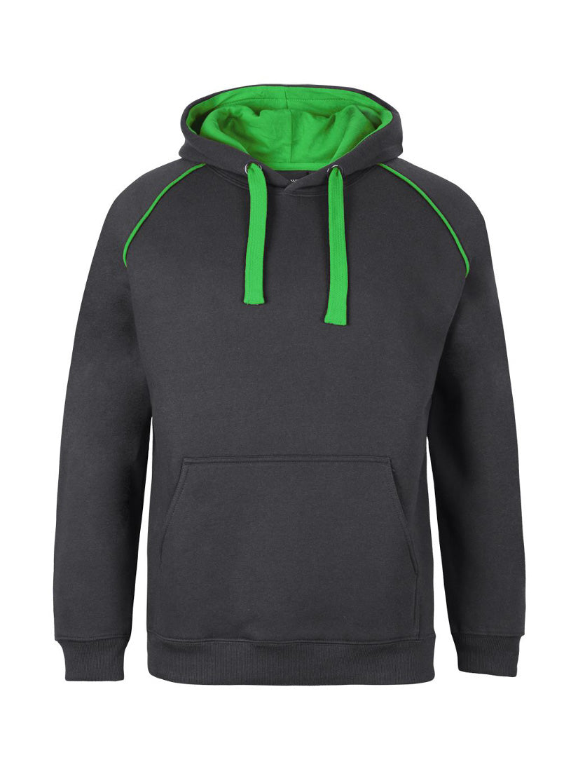 JB's Wear - Contrast fleecy hoodie with green accents and drawstrings.