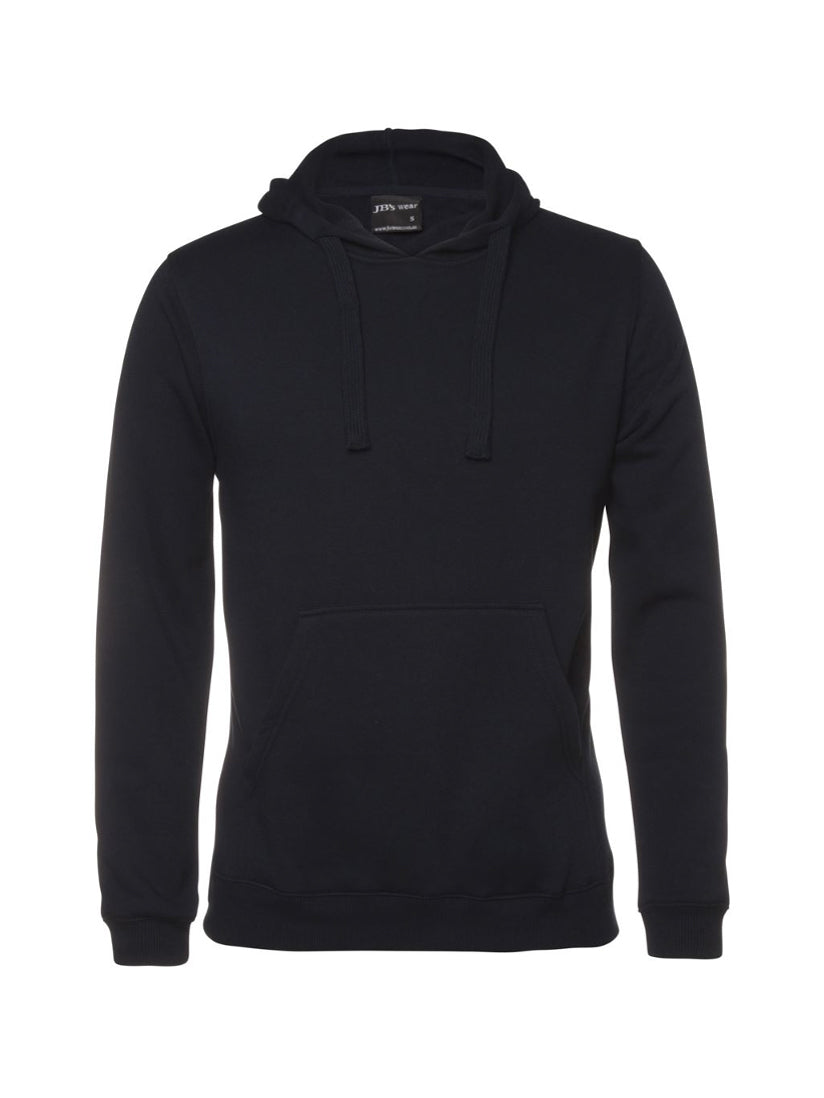 JB's Wear - Black kids' pop-over hoodie with a kangaroo pocket.