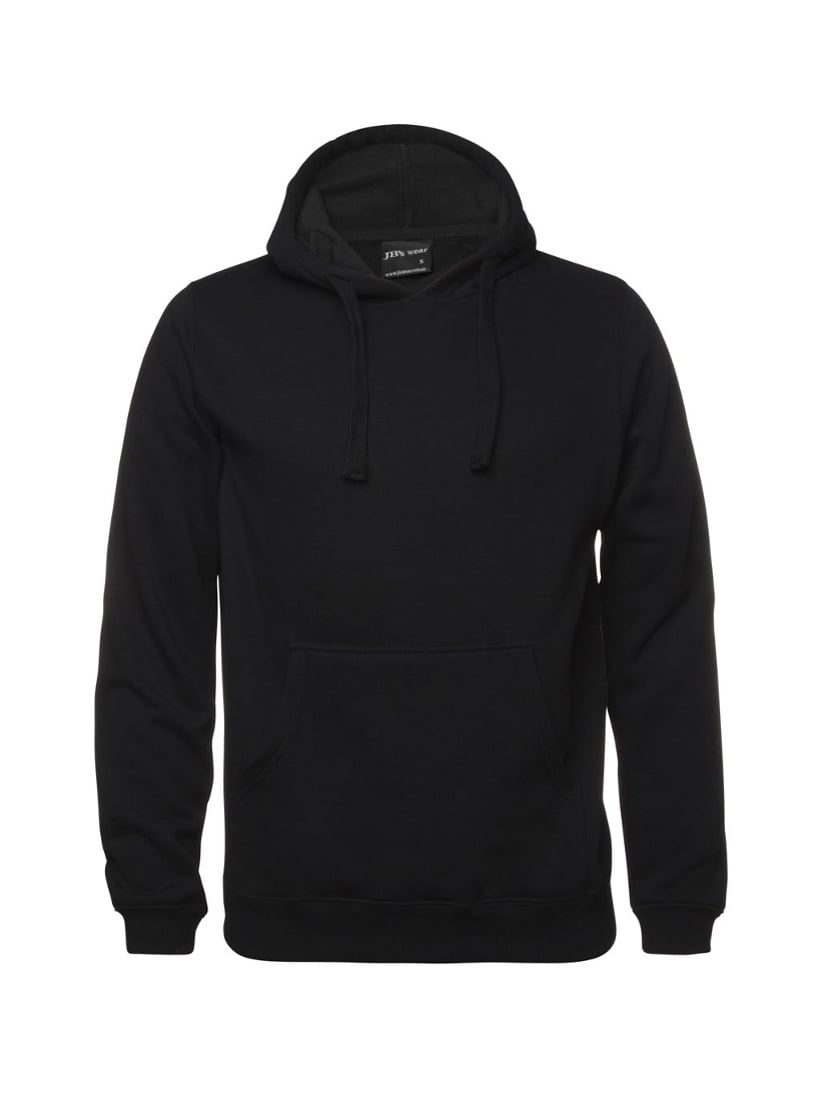 JB's Wear - Black kids' pop-over hoodie with a kangaroo pocket.