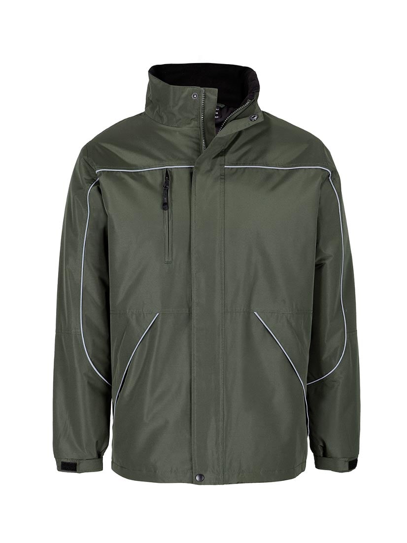 JB's Wear - Green Tempest Jacket with reflective piping and zippered pockets.