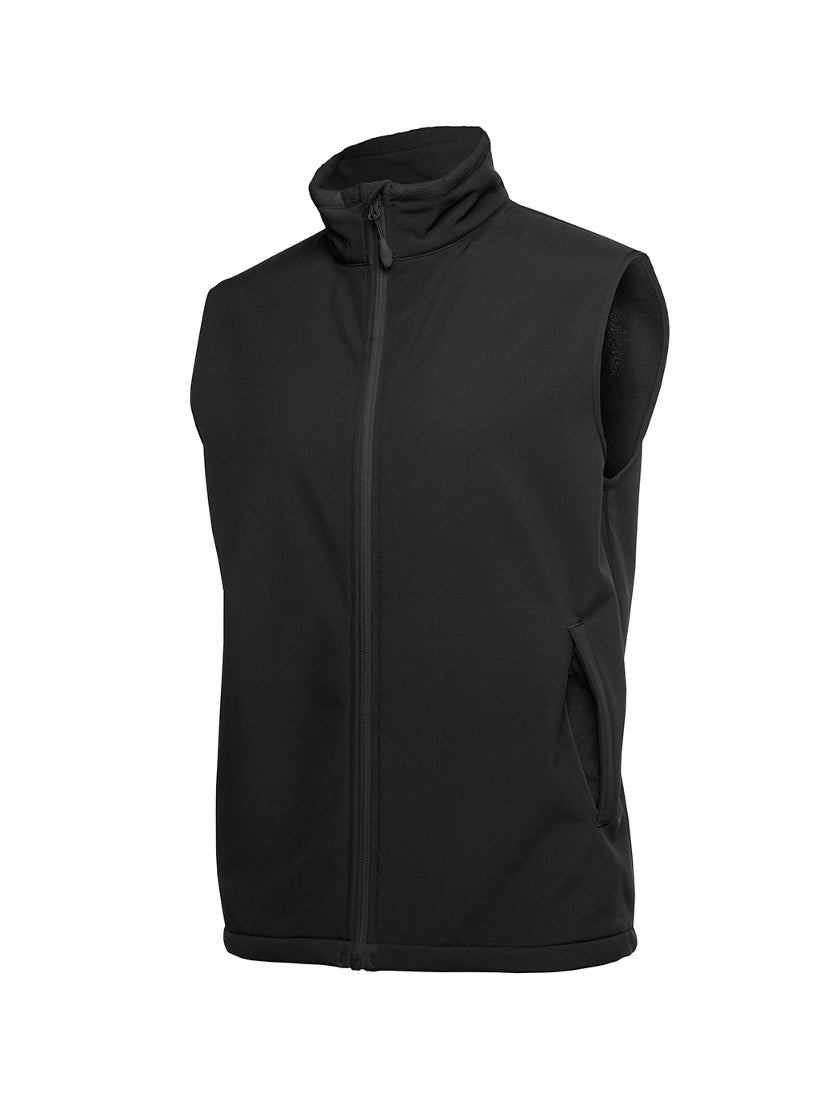 JB's Wear - Black three-layer softshell vest with a stand-up collar and zippered front.