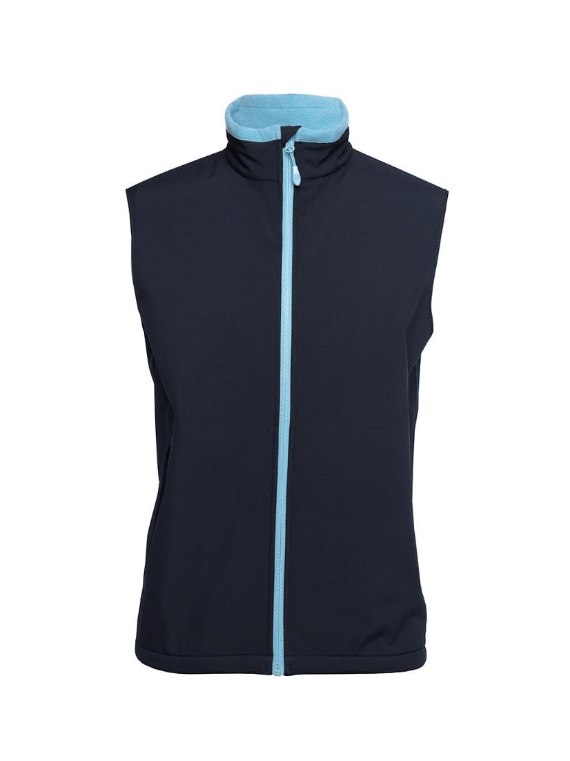 JB's Wear - Navy blue sleeveless vest with a light blue zipper and collar lining.