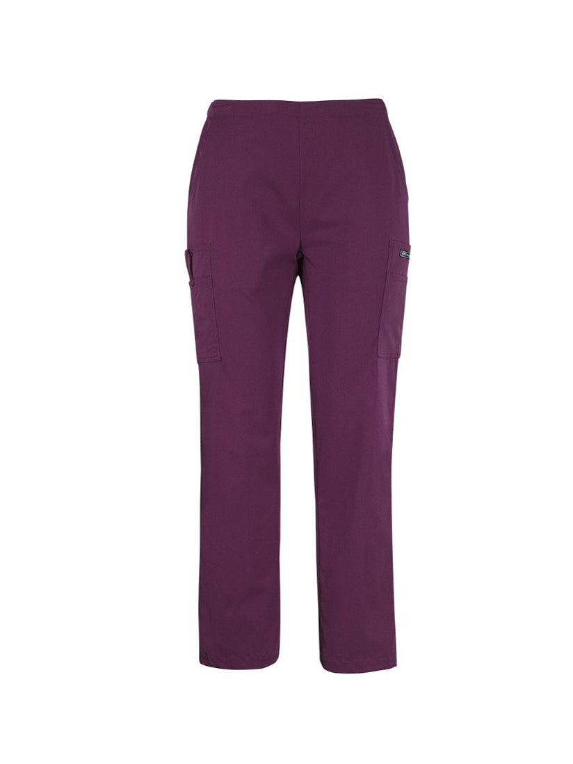 JB's Wear - Purple cargo scrub pants with elastic waistband and multiple pockets.