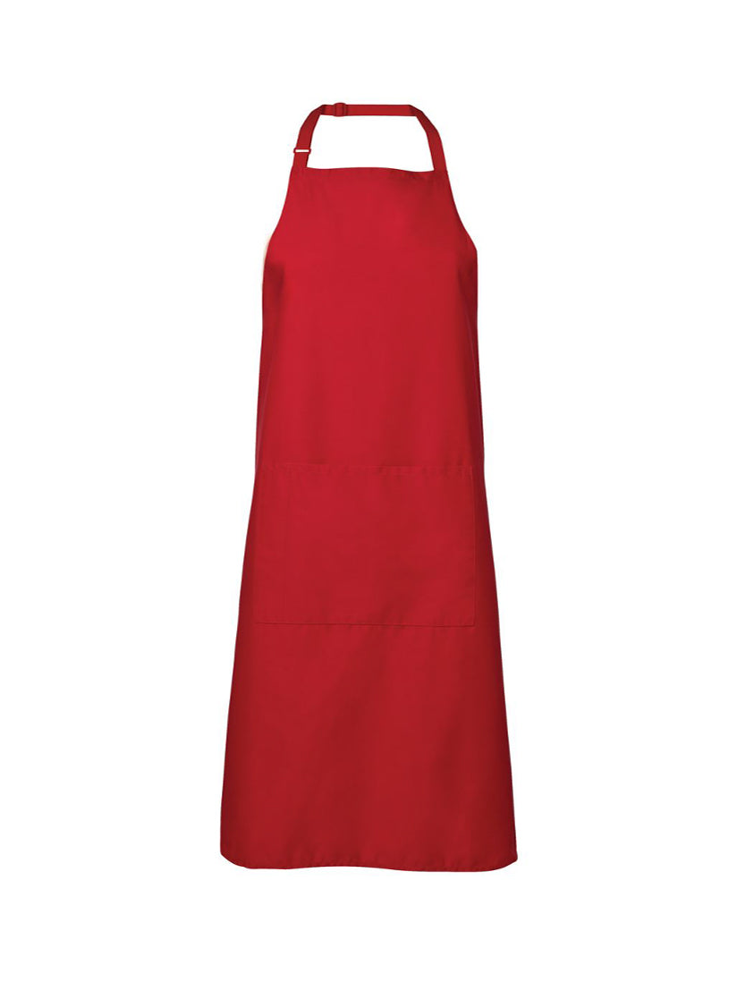 JB's Wear - Red bib apron with a front pocket and adjustable neck strap.