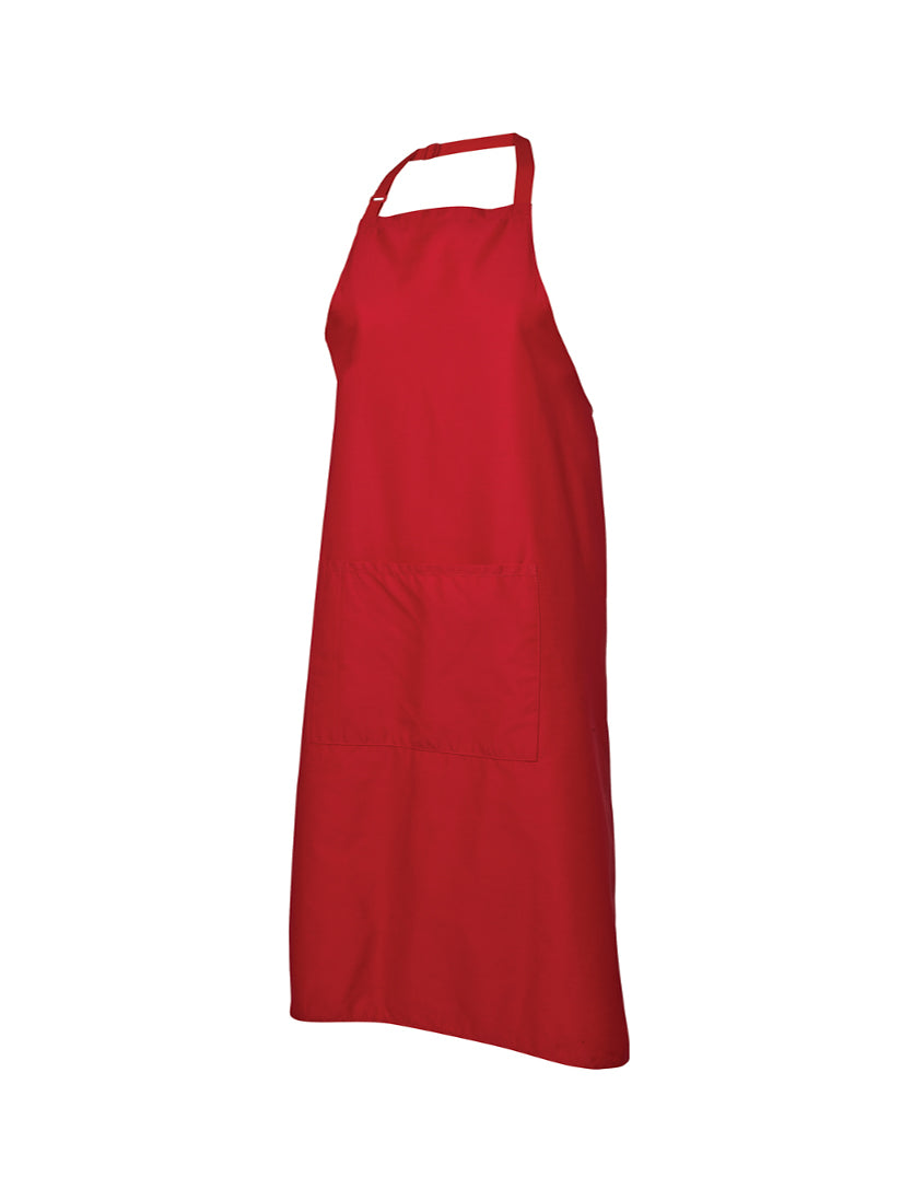 JB's Wear - Red bib apron with a front pocket.
